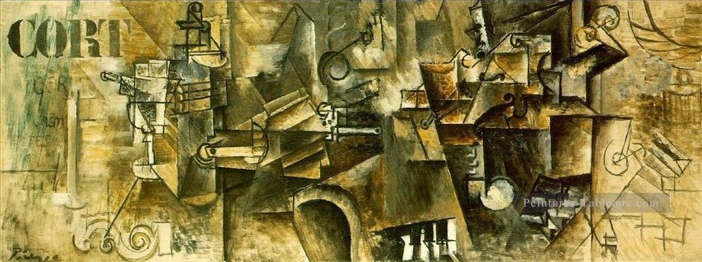 Nature morte sur un piano CORT 1911 cubiste Pablo Picasso Peintures à l'huile
